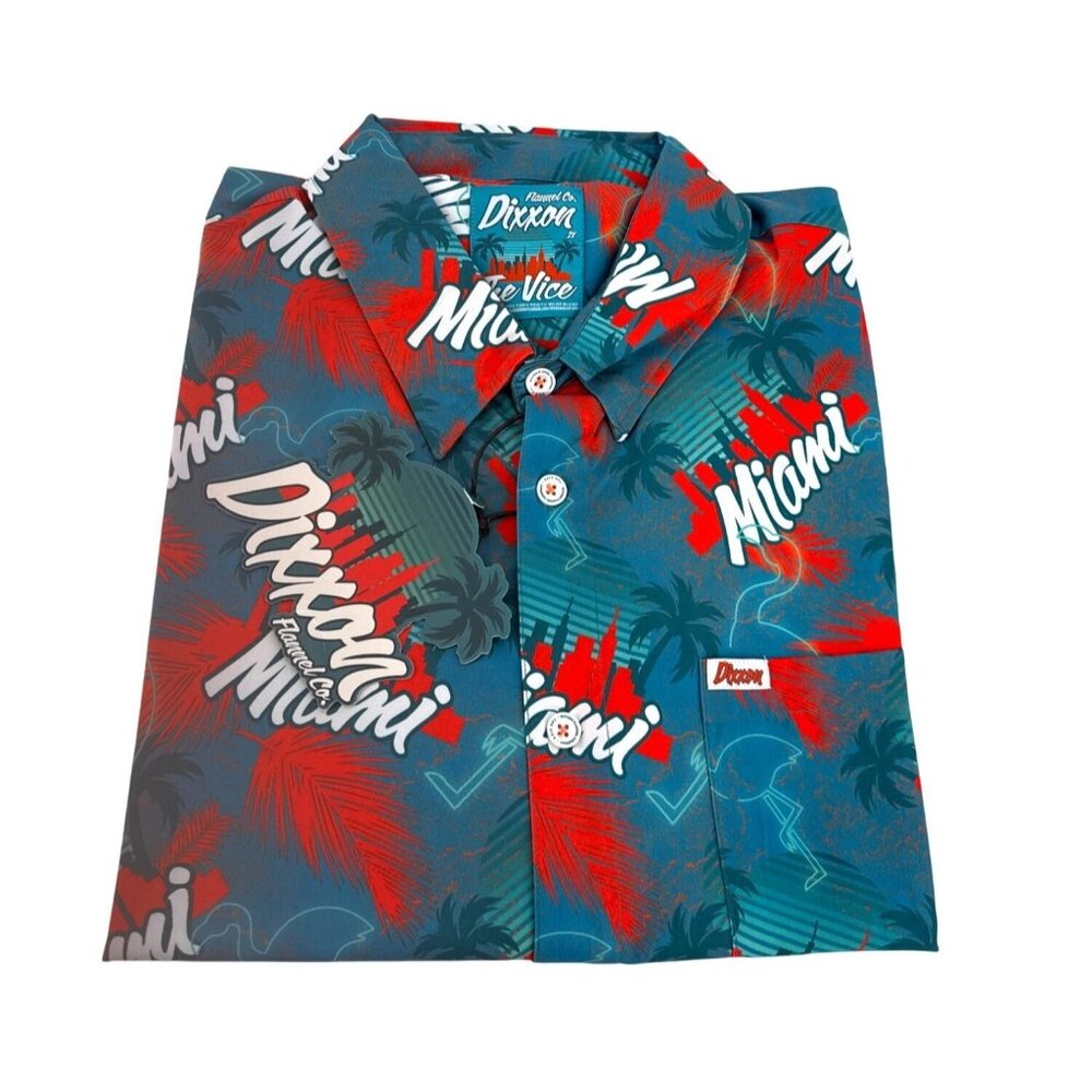 Dixxon Mens Shirt Button Down Short Sleeve Party Miami The Vice Size 2X New